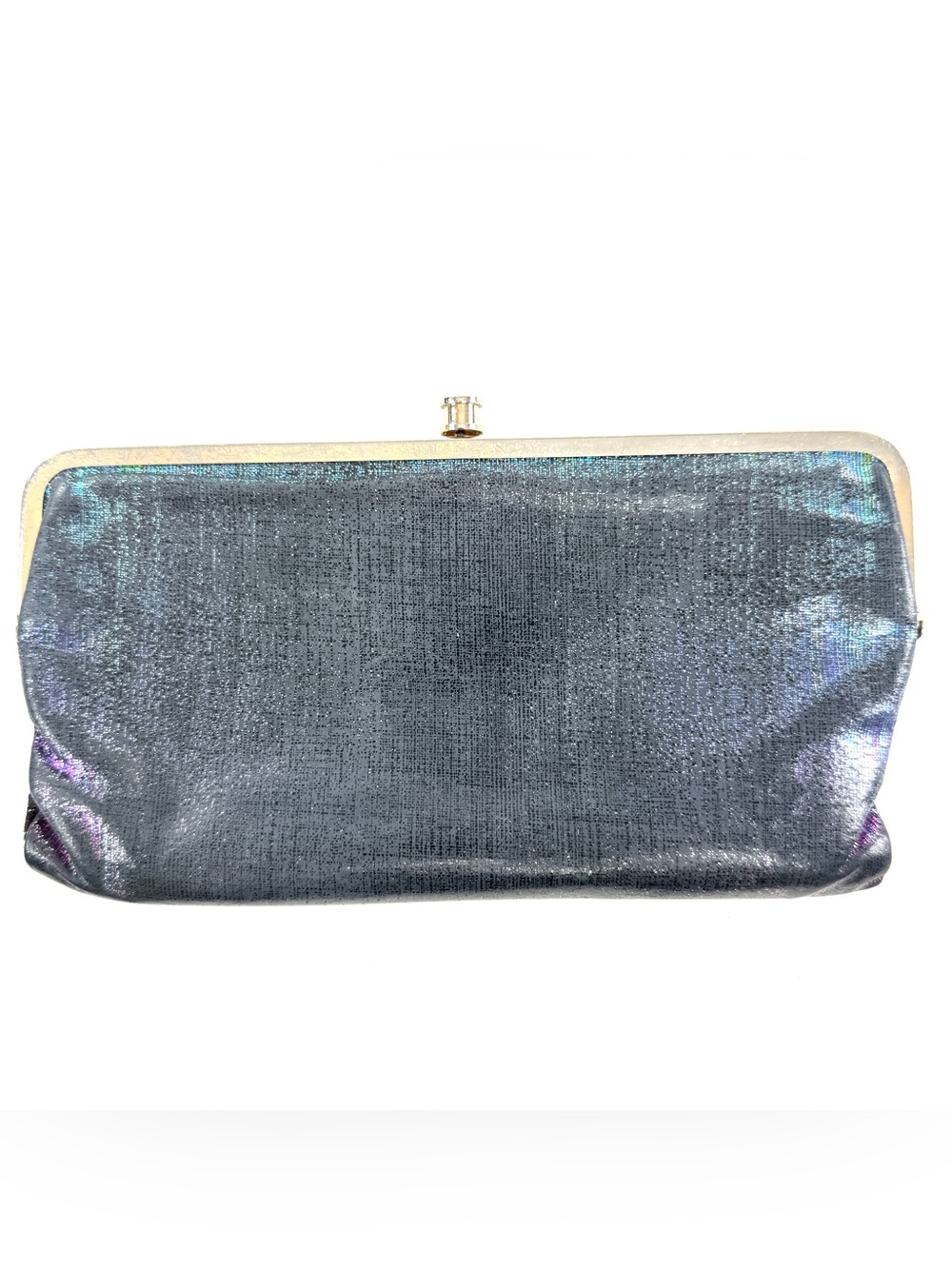 HOBO International Black Rainbow Leather Double Kiss Locks Frame Clutch Wallet